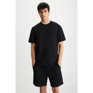 DRAVIK Erkek Yuvarlak Yaka Kısa Kol Regular Fit Siyah T-Shirt