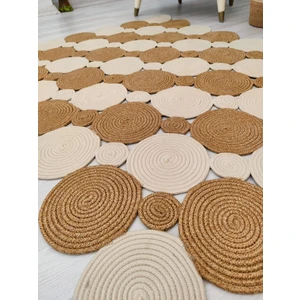 Jüt Hasır Görünümlü Desenli Modern El Örgüsü Dikdörtgen Halı Kilim