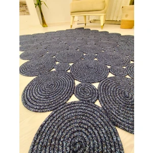 Jüt Hasır Görünümlü Desenli Modern El Örgüsü Dikdörtgen Halı Kilim