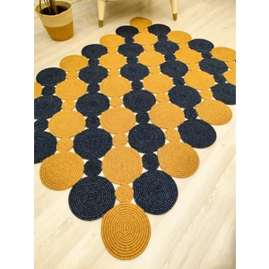 Jüt Hasır Görünümlü Desenli Modern El Örgüsü Dikdörtgen Halı Kilim