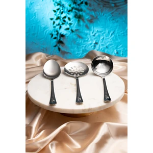 Çelik Servis Seti 26 cm 3 Prç Kepçe Kaşık Kevgir