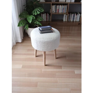 Atlas Teddy Kumaşlı Ahşap Ayaklı Puf - Yan Sehpa & Ayak Dinlendirme- 3 Renk Seçeneği