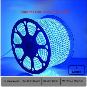 Hortum Esnek Şerit LED Mavi Işık 220V Fış/1,2,3,4,5,7,10,15,20,25,30 Metre