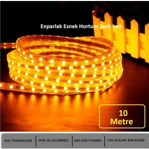 Hortum Esnek Şerit LED Amber Işık 220V Fış/1,2,3,4,5,7,10,15,20,25,30 Metre