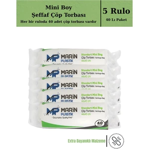 Çöp Torbası Opp Ambalajlı Mini Boy 40 Lı 5 Rulo 44*45 cm Çöp Poşeti