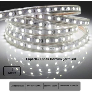 Hortum Esnek Şerit LED Beyaz Işık 220V Fış/1,2,3,4,5,7,10,15,20,25,30 Metre
