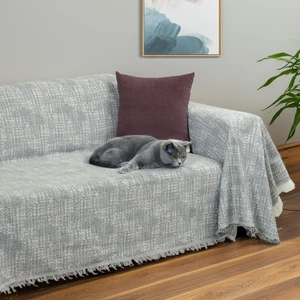Purecot Premium Pamuklu Püsküllü Koltuk Örtüsü 180X300 Large Çift Taraflı Terletmez Kaymaz Antrasit