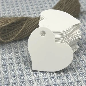 100 Adet Kalp Şekilli Vintage Kraft Karton Boş Etiket ve 20M Jüt Ip