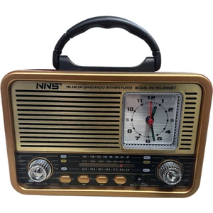 NS-8898BT Nostaljik Analog Saatli Fm Radyo Bluetooth Hoparlör USB Tf Aux Mp3 Çalar