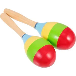 2 Adet Ahşap Marakas 20 Cm. Ritim Müzik Aleti Çıngırak Oyuncak