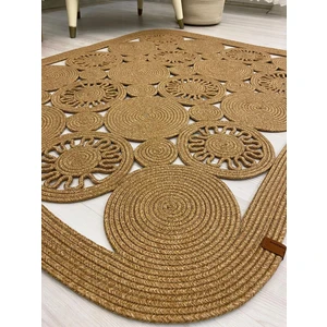 Jüt Hasır Görünümlü Desenli Modern El Örgüsü Dikdörtgen Halı Kilim