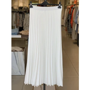 Krep Kumaş Ekru Piliseli Etek 8940