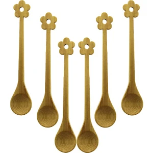 6 Pcs   Mini   Bambu Ahşap Kaşık   14.5cm (2818)