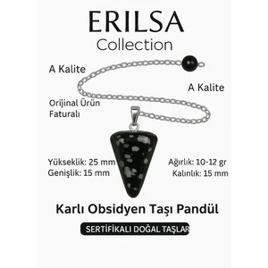 Sertifikalı Karlı Obsidyen Pandül ve Kolye – Negatif Enerji Temizliği ve Farkındalık Taşı (Sarkaç)