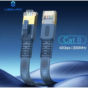 2-Metre Cat 8 Ethernet Kablosu 40 Gpbs+5G+2000 Mhz. RJ45 Konnektör CE+FC+RohS Lisanslı Hasır Örgülü Sağlam Kablo Orjinal