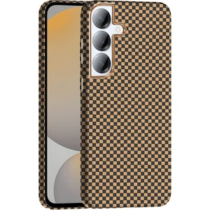 Samsung Galaxy S25 Plus Kılıf M-Safe Şarj Özellikli Karbon Fiber Görünümlü Otnv Gros Kapak - Desert Titanyum