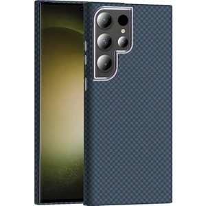 Nova Global Samsung Galaxy S23 Ultra Kılıf M-Safe Şarj Özellikli Karbon Fiber Görünümlü Nvg Gros Kapak - Lacivert