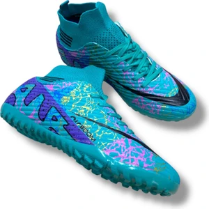 La Liga Çoraplı Airboom Halısaha Ayakkabı Turkuaz Mor Desenli