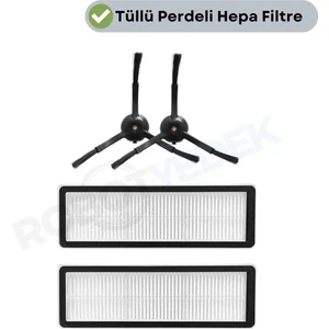 Xiaomi S10T STFCR01SZ Uyumlu Yedek Tüllü Hepa Filtre Ve Siyah Yan Fırça-4 Parça