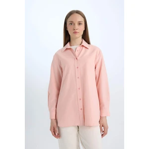 Relax Fit Basic Düz Poplin Uzun Kollu Gömlek Tunik D7341AX25SP