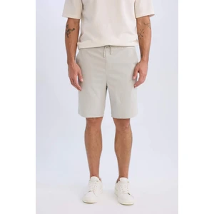 Regular Fit Beli Bağcıklı Dokulu Bermuda Şort D9451AX25SP