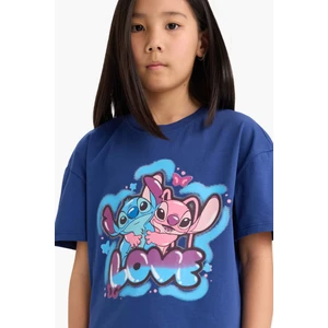 Kız Çocuk Disney Lilo & Stitch Relax Fit Bisiklet Yaka Kısa Kollu Tişört E2625A825SM