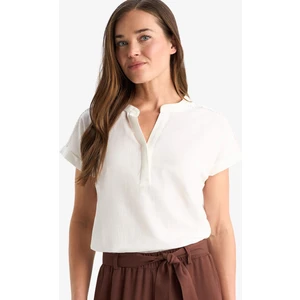 Regular Fit Apaş Yaka Flamlı Pamuk Kısa Kollu Bluz F1635AX25SM