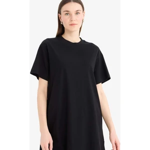Regular Fit Bisiklet Yaka Basic Düz Kısa Kollu Siyah Tunik Tişört A8351AX25SP