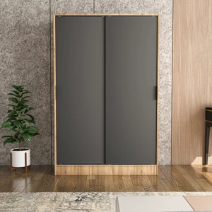 Berceste Antrasit Atlantik Çam 2 Sürgü Kapaklı 8 Bölmeli Dolap Gardırop