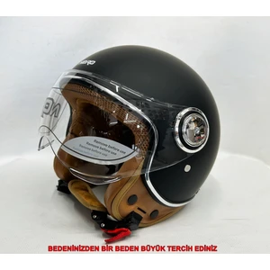 Yarım Kask Tk-06 Mat Siyah Şefaf Vizörlü