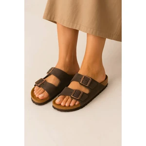 Birkenstocs Unisex Ortopedik Tabanlı Terlik Çift Bantlı Tokalı Günlük Rahat Ev & Dışarı Terliği