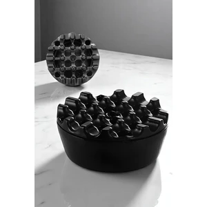 Kapaklı Zamak Döküm Yuvarlak Küllük Metal Kül Tablası - Kafe Küllüğü Siyah 721606