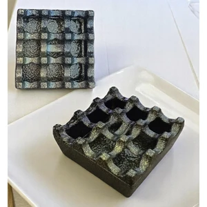 Kapaklı Zamak Döküm Kare Küllük Metal Kül Tablası - Kafe Küllüğü Sarı-Kahve  721608