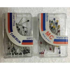 Siyah ve Renkli Başlı (Mineli) Toplu iğne 2 paket set