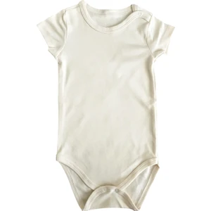 Fuar Baby Yumuşak Pamuklu Kısa Kollu Bebek Zıbını - Beyaz & Krem