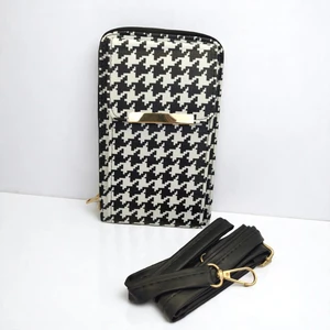 Siyah Kadın Çapraz Askılı Telefon Bölmeli Cüzdan Çanta