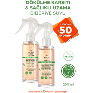 2'li Set Hızlı Uzama, Saç Dökülme Karşıtı 7 Aktifli Biberiyeli Saç Bakım Suyu 200 ml x 2 adet - Durulama Gerektirmez