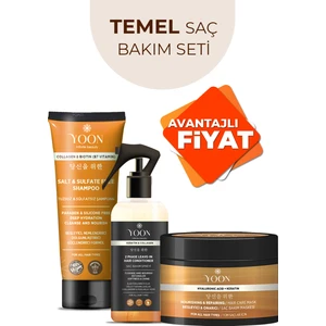3'lü Onarıcı Saç Bakım Seti, Tuzsuz Şampuan 250ML, Saç Bakım Spreyi 200ML, Saç Bakım Maskesi 250ML