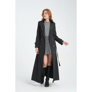 Karalı Konfeksiyon Tam Boy Trençkot