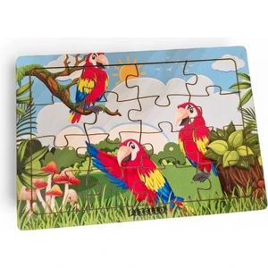 Papağanlar 16 Parça Eğitici Öğretici Ahşap Çocuk Puzzle Yapboz Bebek Çocuk Oyuncak