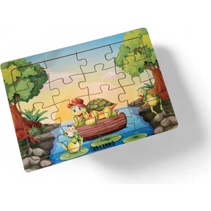 Kaplumbağa ve Kurbağalar 16 Parça Eğitici Öğretici Ahşap Çocuk Puzzle Yapboz Çocuk Oyuncak