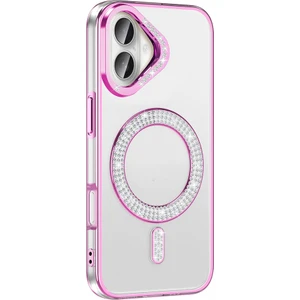 Apple iPhone 16 Plus Kılıf Pırlanta Taş Tasarımlı Kablosuz Şarj Özellikli Karetta Silikon Kapak