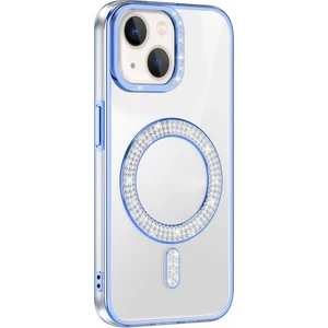Apple iPhone 15 Kılıf Pırlanta Taş Tasarımlı Kablosuz Şarj Özellikli Karetta Silikon Kapak
