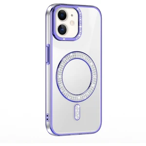 Apple iPhone 11 Kılıf Pırlanta Taş Tasarımlı Kablosuz Şarj Özellikli Karetta Silikon Kapak