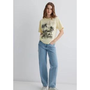 Palmiye Baskılı Sarı Tişört 1613179-71310