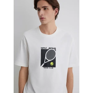 Mavi Tenis Logo Baskılı Ekru Tişört 0612707-70057