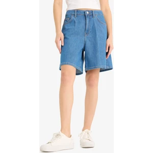 Yüksek Bel Düz Paça Yumuşak Jean Bermuda E0961AX25SM