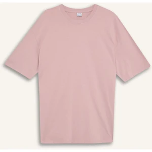 %100 Pamuk Oversize Geniş Kalıp Bisiklet Yaka Basic Düz Kısa Kollu Tişört T7037AZ25SM