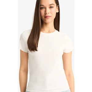 Fitted Bisiklet Yaka Basic Düz Kısa Kollu Beyaz Tişört F3486AXNS