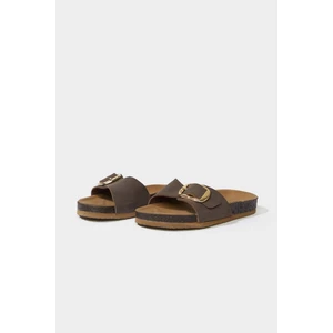 Kadın Düz Taban Tek Bantlı Suni Deri Terlik